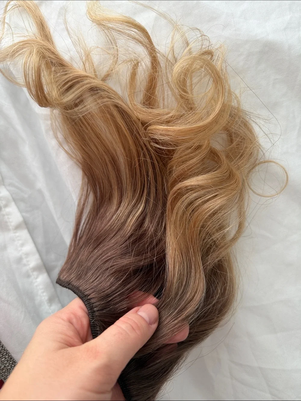 Rooted Blonde Ombre Clip-In Human Hair Extensions - Natural Light Brown to Blond